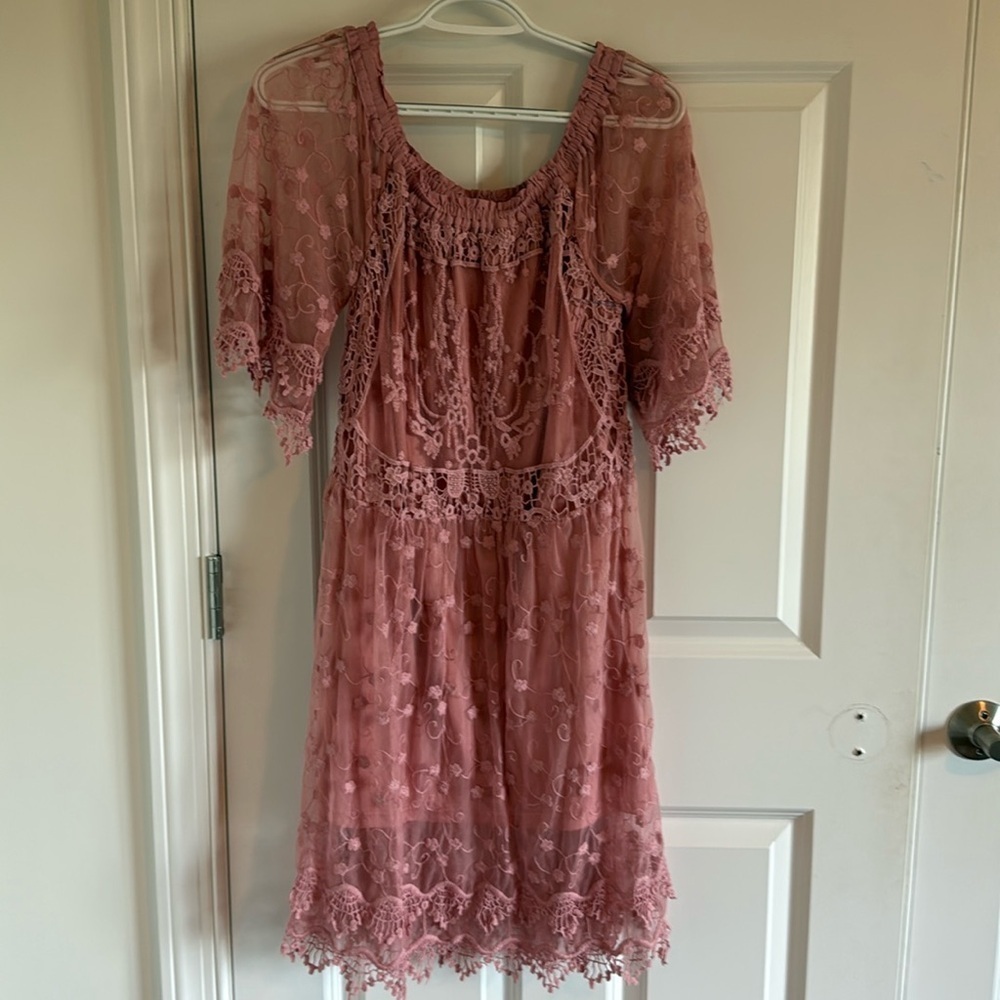 UMGEE Size S Whimsical Boho Lace Dress Sleeves Off The Shoulders